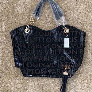 NEW Black Snakeskin Tote
